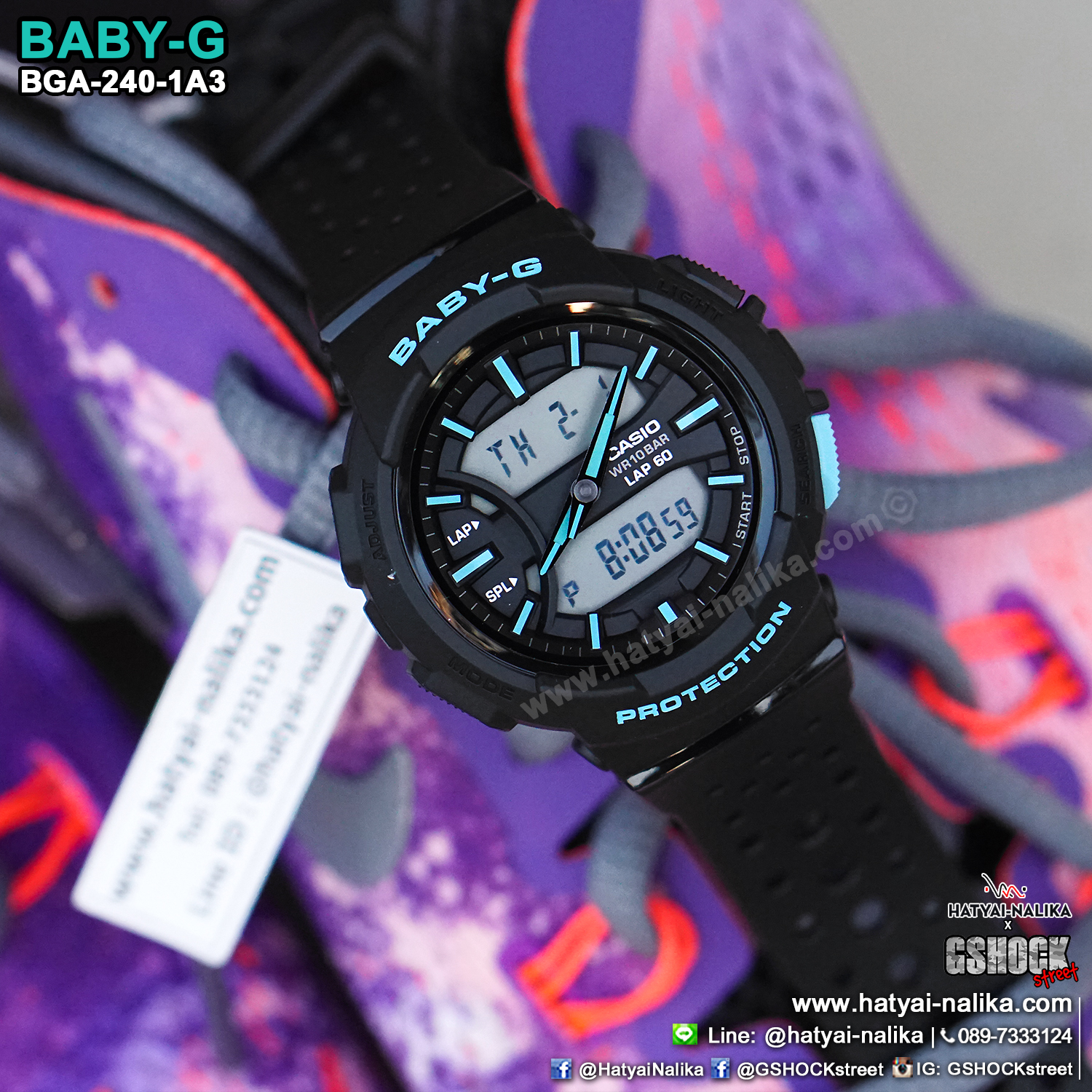 นาฬิกา Casio Baby-G for Running BGA-240 Neon Color series รุ่น BGA-240-1A3 ของแท้ รับประกัน1ปี