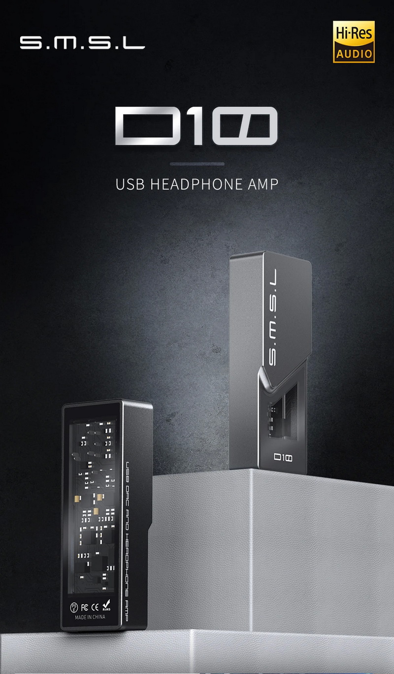 SMSL D10 DAC/AMP พกพา ชิป Cirrus Logic CS43131 x2 รองรับ PCM32bit/384kHz, DSD256 ประกันศูนย์ไทย