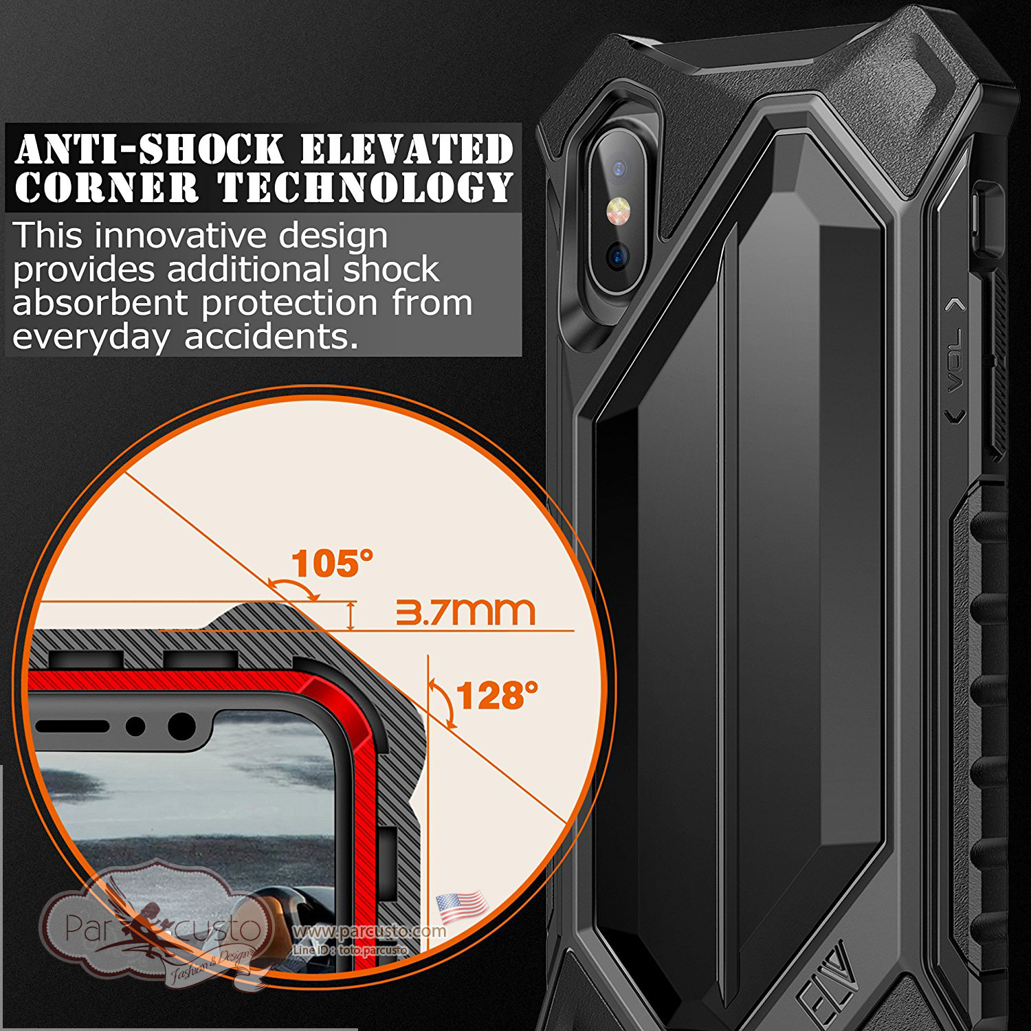 เคสกันกระแทก Apple iPhone X [Rugged Armor Hybrid] จาก ELV [Pre-order USA]