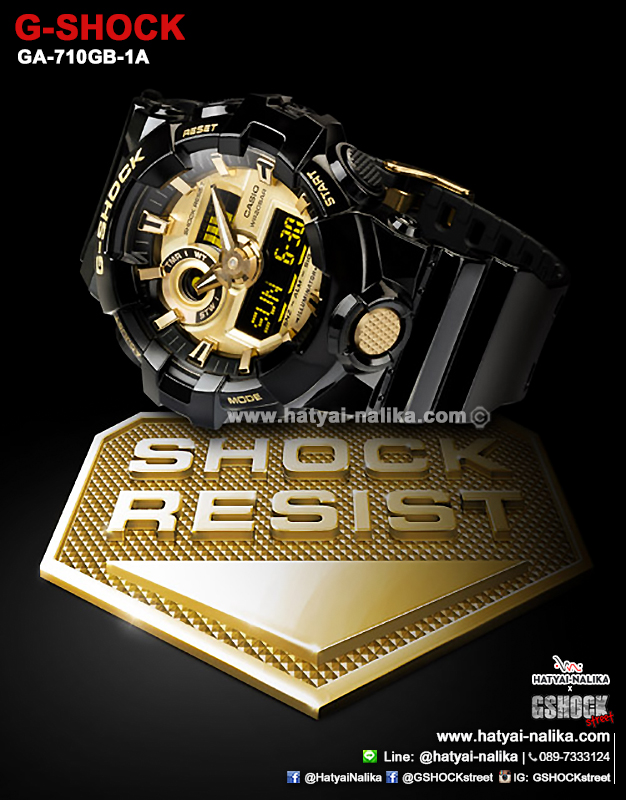 นาฬิกา คาสิโอ Casio G-Shock Standard ANALOG-DIGITAL รุ่น GA-710GB-1A (สีดำทอง) ของแท้ รับประกัน 1 ปี