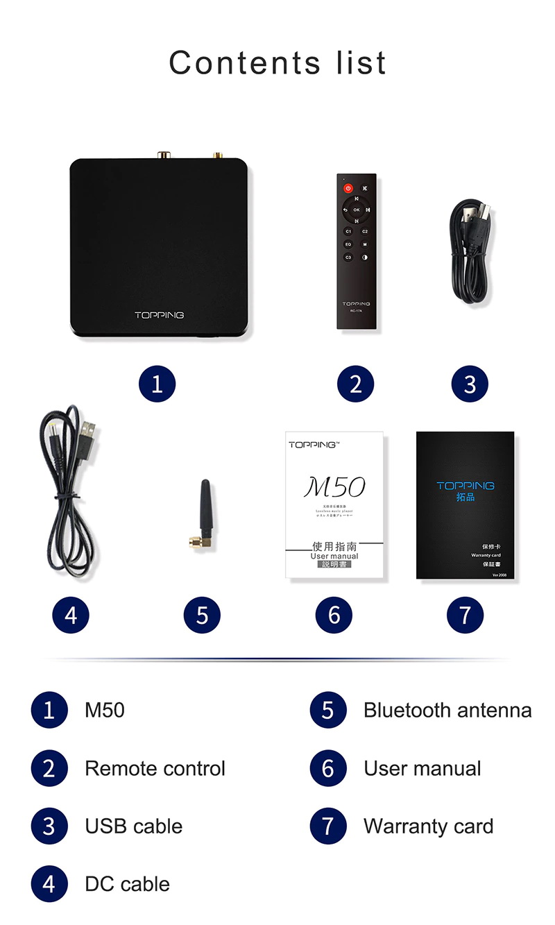 Topping M50 เครื่องเล่นเพลงเครือข่ายแบบตั้งโต๊ะ รองรับ DLNA, Airplay ประกันศูนย์ไทย