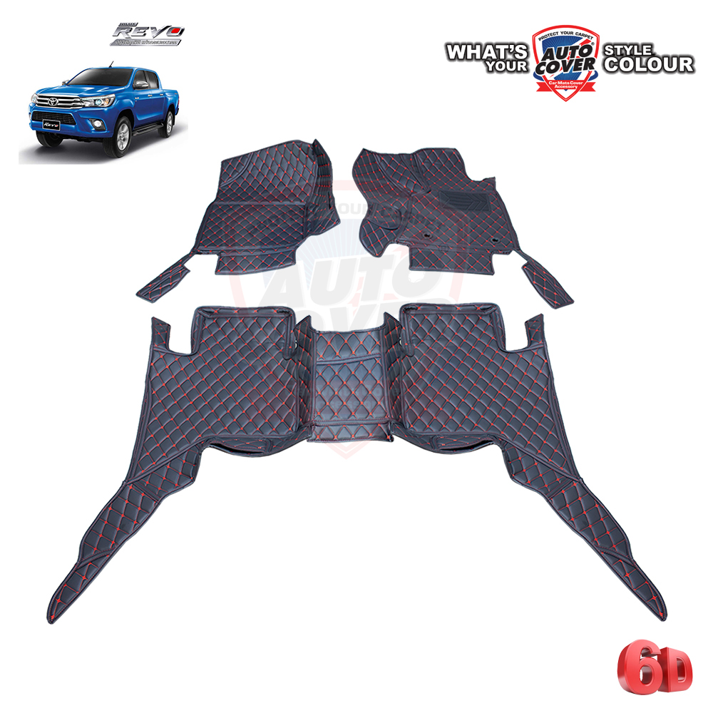 พรมปูพื้นรถยนต์ 6D รถ TOYOTA REVO 4 DOOR ปี 2015-2023 พรมรถยนต์ชุดภายในห้องโดยสาร จำนวน 3 ชิ้น
