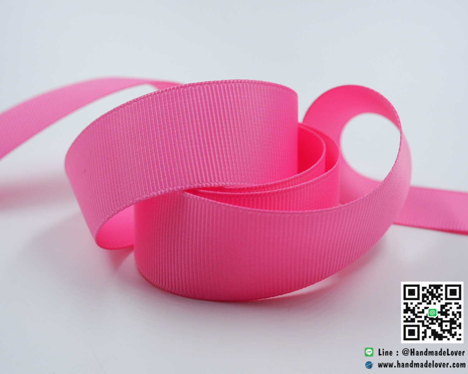 ริบบิ้นผ้า กรอสเกรน สีชมพู [156] ขนาด 25 mm. [สีพื้น]