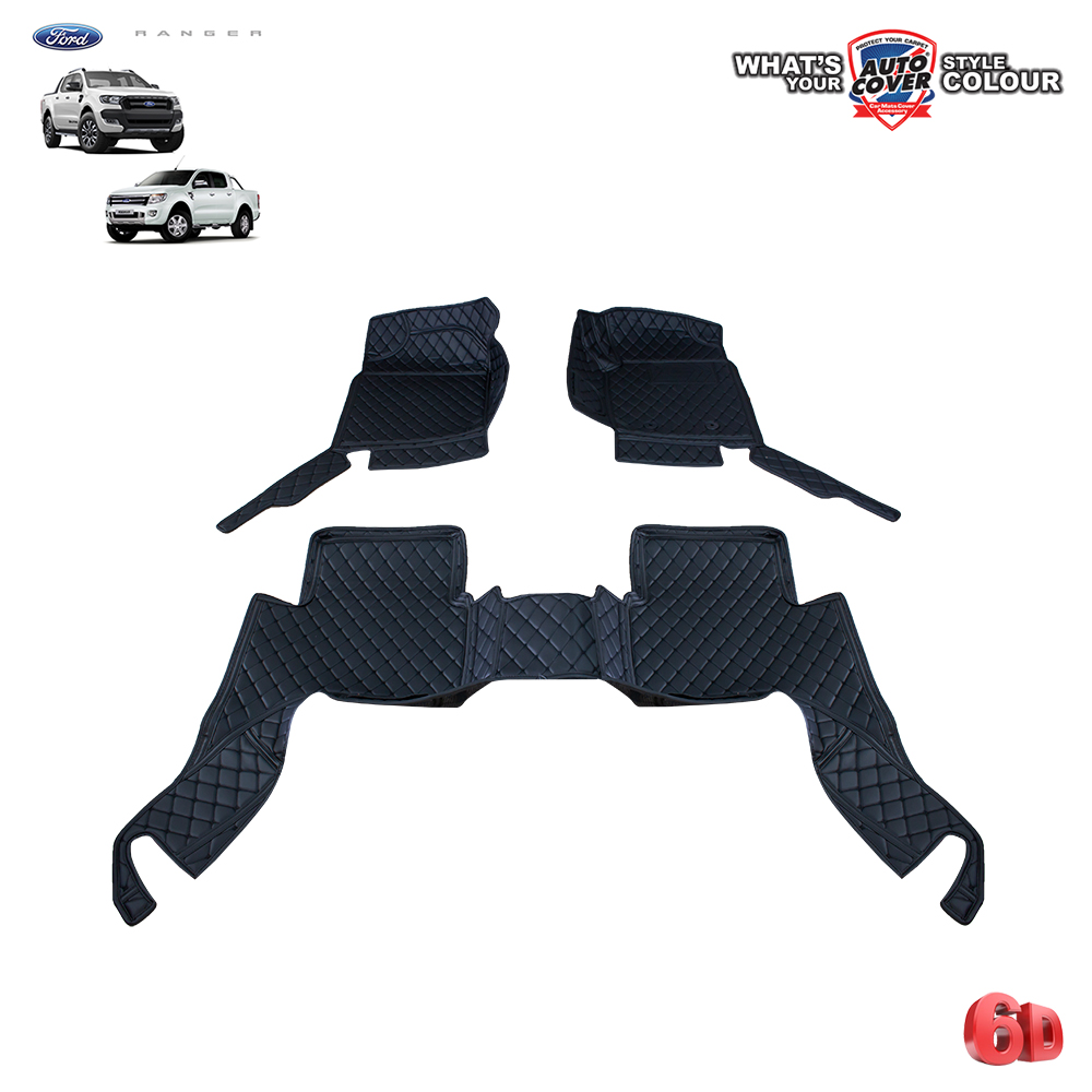 พรมรถยนต์ 6D รถ FORD RANGER 4 DOOR ปี 2012-2020 ชุดภายในห้องโดยสาร จำนวน 3 ชิ้น