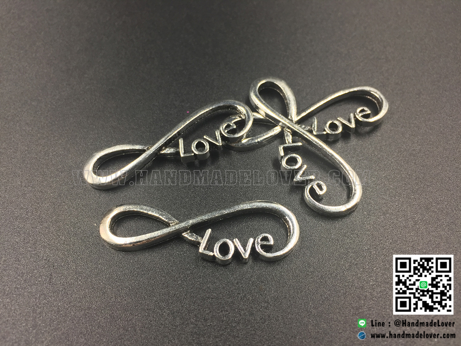 จี้โลหะ สีเงิน รูปอินฟินิตี้ เลิฟ (infinite love) [ลายใหม่]