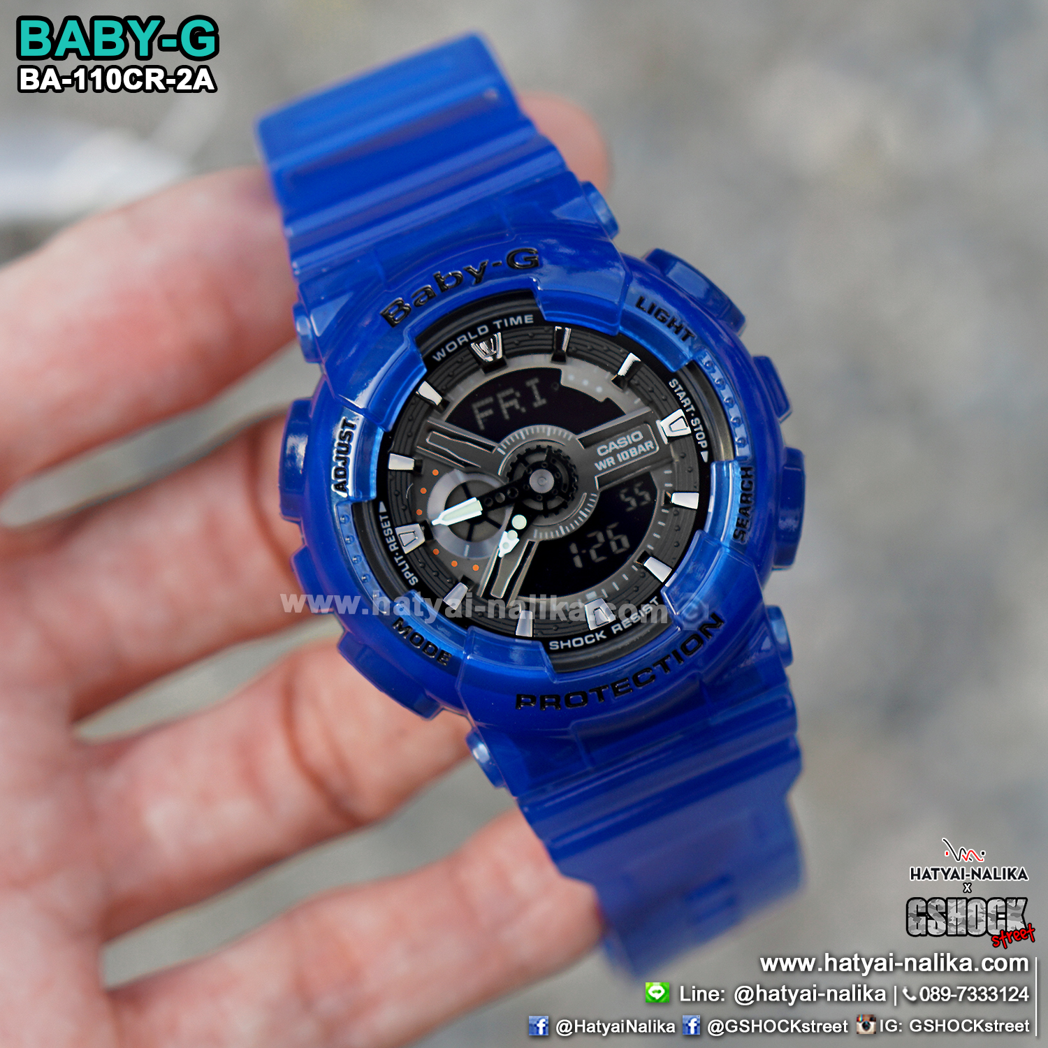 นาฬิกา Casio Baby-G BA-110CR เจลลี่ใส CORAL REEF series รุ่น BA-110CR-2A (เจลลี่สีน้ำทะเล) ของแท้ รับประกัน1ปี