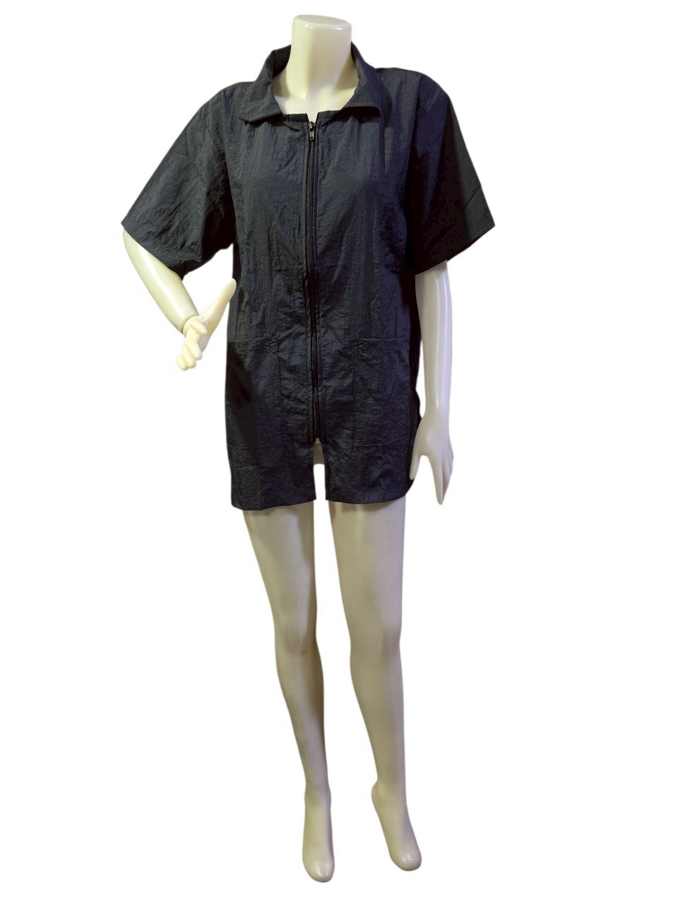 Dogtalog DogTaLog : Groomer Apparel เสื้อคลุมผ้าร่ม เสื้อคลุมตัดขน เสื้อคลุมช่าง เสื้อตัดขนหมา : แบบคอปก สีดำ