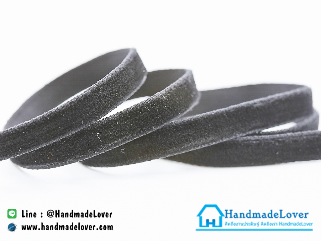 ริบบิ้นกำมะหยี่ สีดำ ขนาด 7 มิล