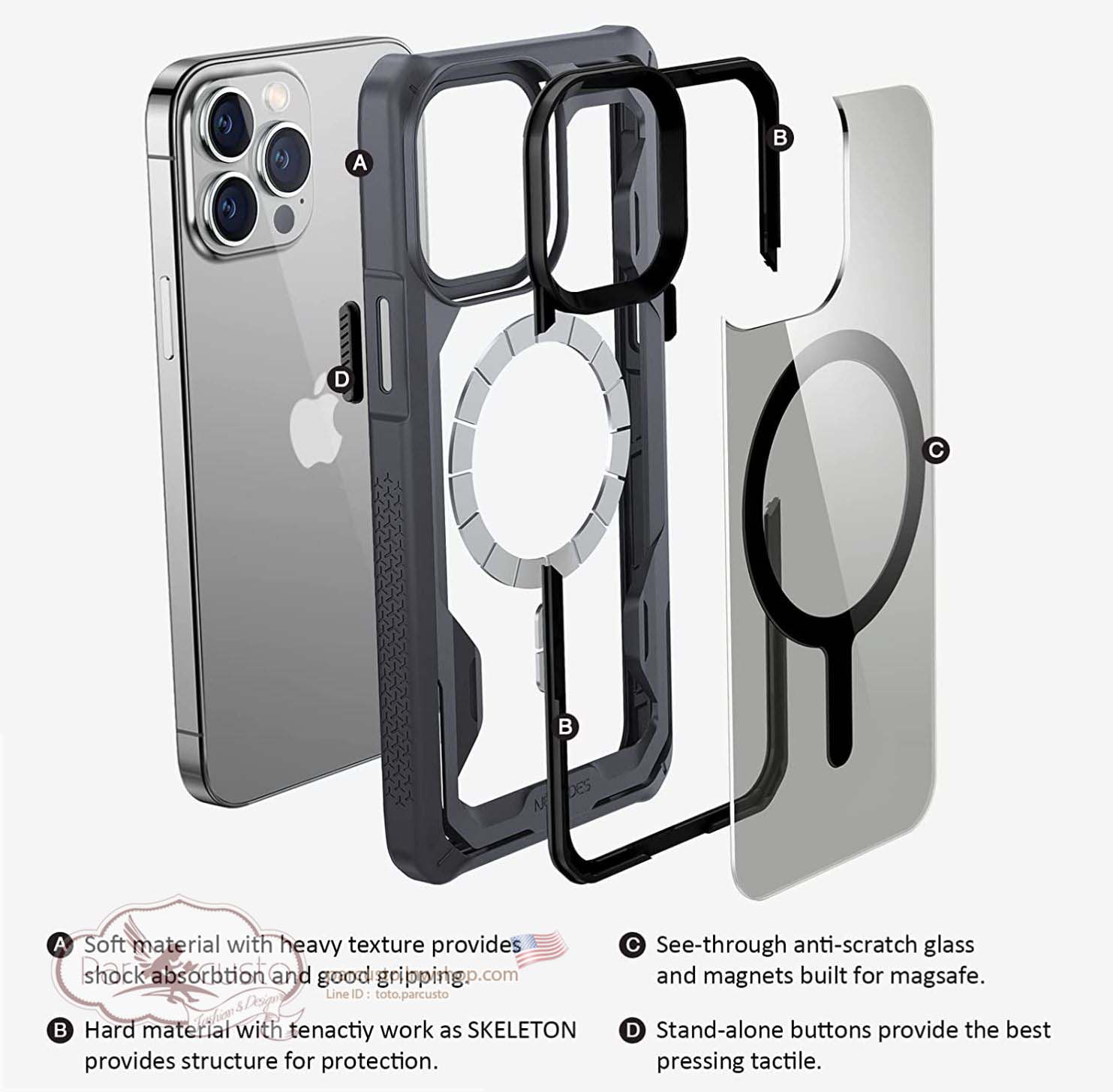 เคสกันกระแทก Apple iPhone 14 Pro Max [Rugged Military] จาก ULTIMAL (Pre-order USA)