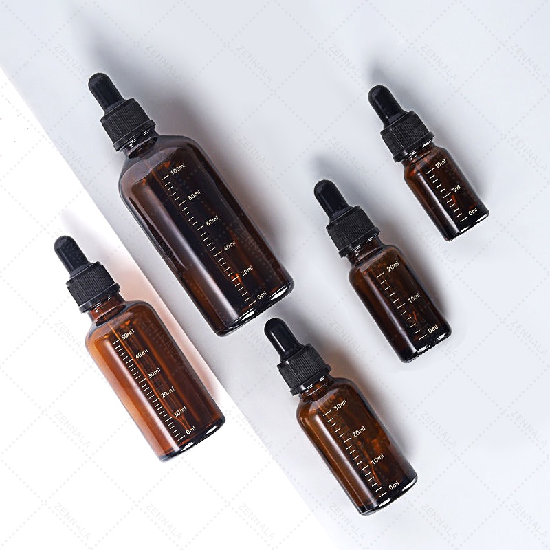 ขวดหยดสีชา ขวดแก้ว หลอดหยดมีสเกล Amber Glass Dropper Bottle