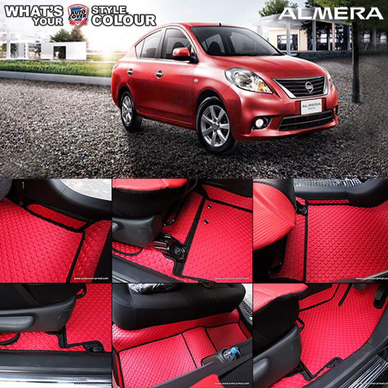 พรมปูพื้นรถยนต์ พรมกระดุม รถ NISSAN ALMERA ปี 2011-2018 ชุดภายในห้องโดยสาร จำนวน 16 ชิ้น