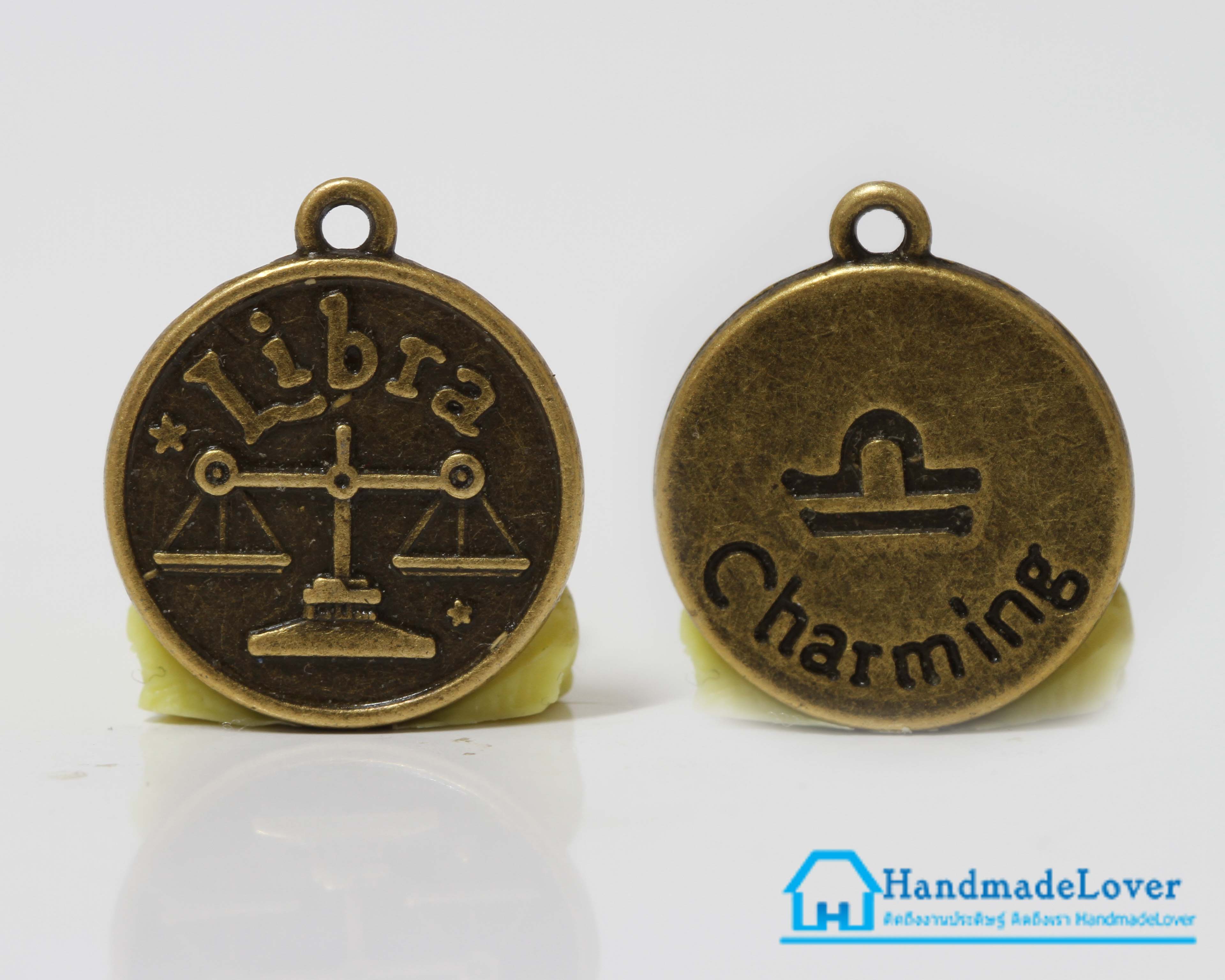 จี้โลหะ สีทองรมดำ ราศีตุล (Libra Zodiac) [เล็ก]