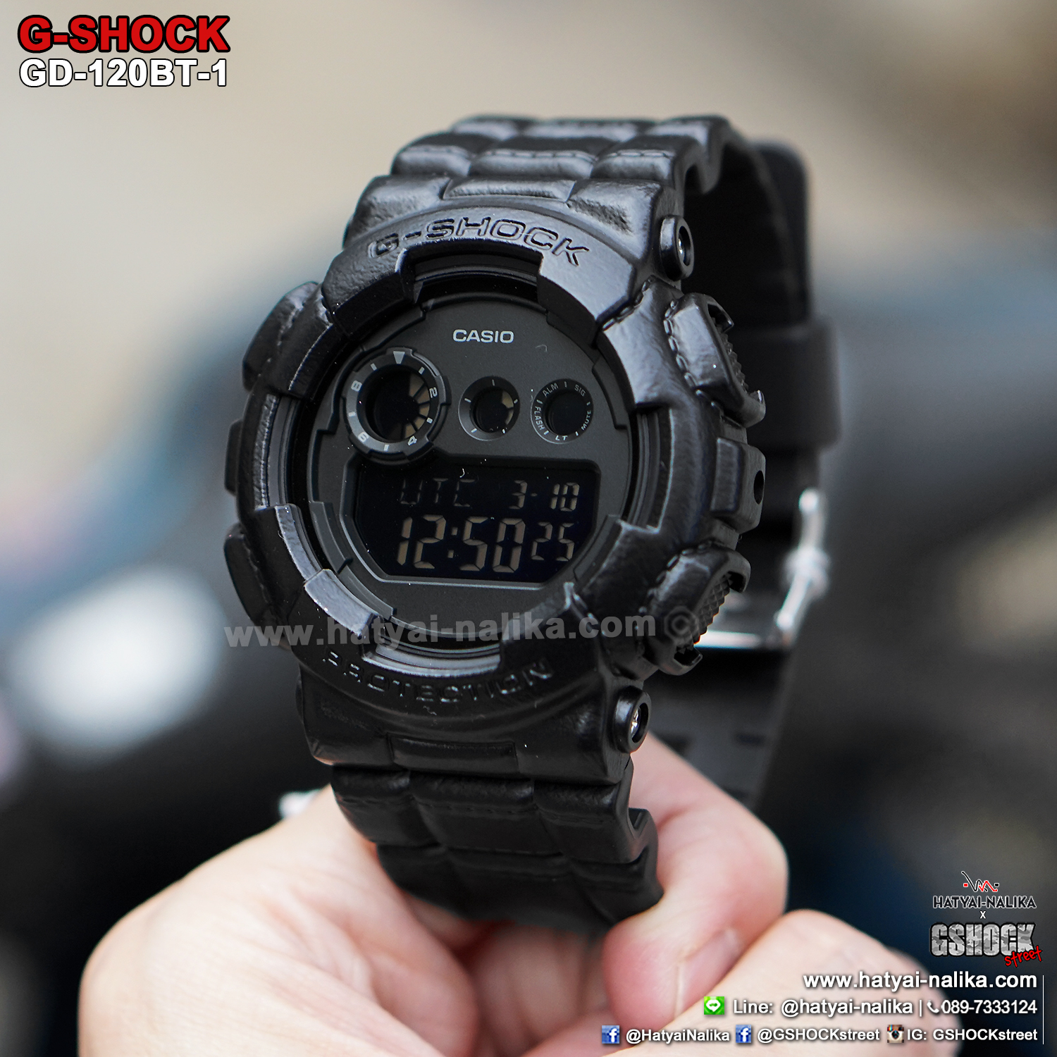 นาฬิกา Casio G-Shock Limited Black Leather Texture series รุ่น GD-120BT-1 ของแท้ รับประกัน1ปี