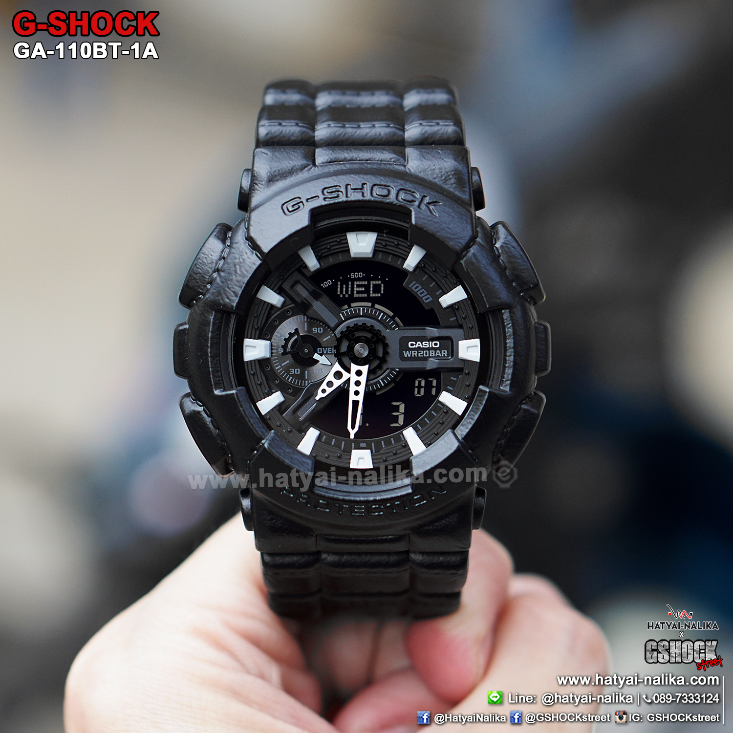 นาฬิกา Casio G-Shock Limited Black Leather Texture series รุ่น GA-110BT-1A ของแท้ รับประกัน1ปี