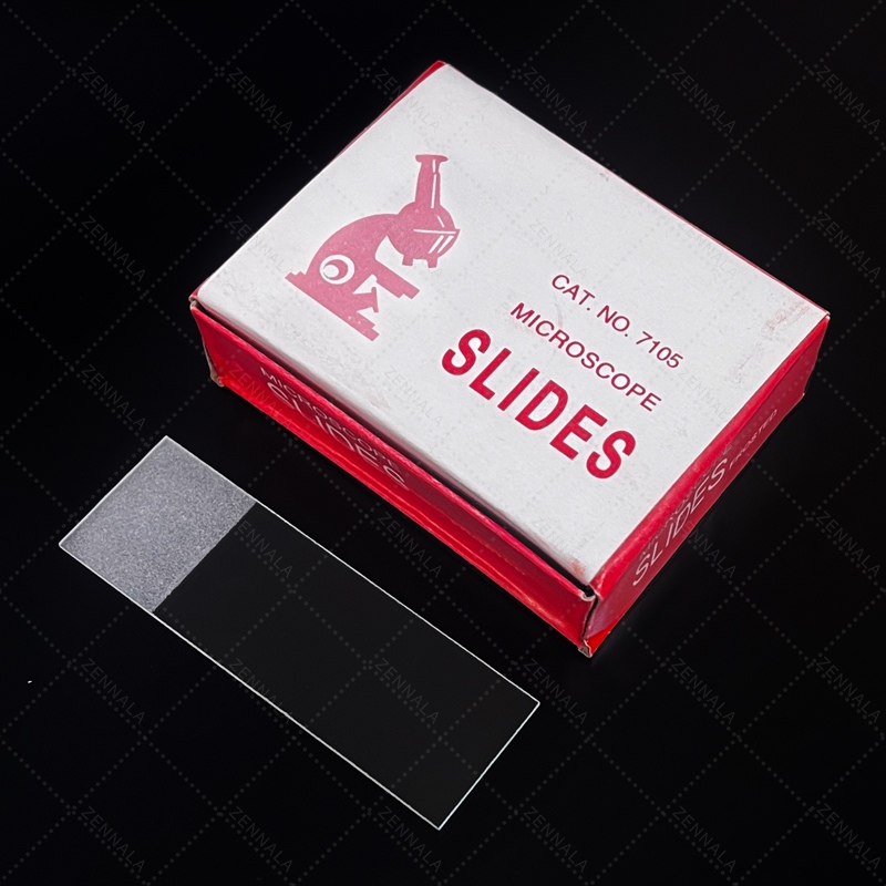 กระจกสไลด์ หนา 1 mm สี่เหลี่ยมผืนผ้า 1 กล่อง 50 แผ่น