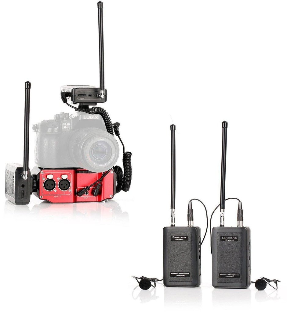 SR-WM4C*2+PAX2 - Wireless VHF Dual Lav System with 2 Transmitters, 2 Receivers, and Premium Audio Mixer