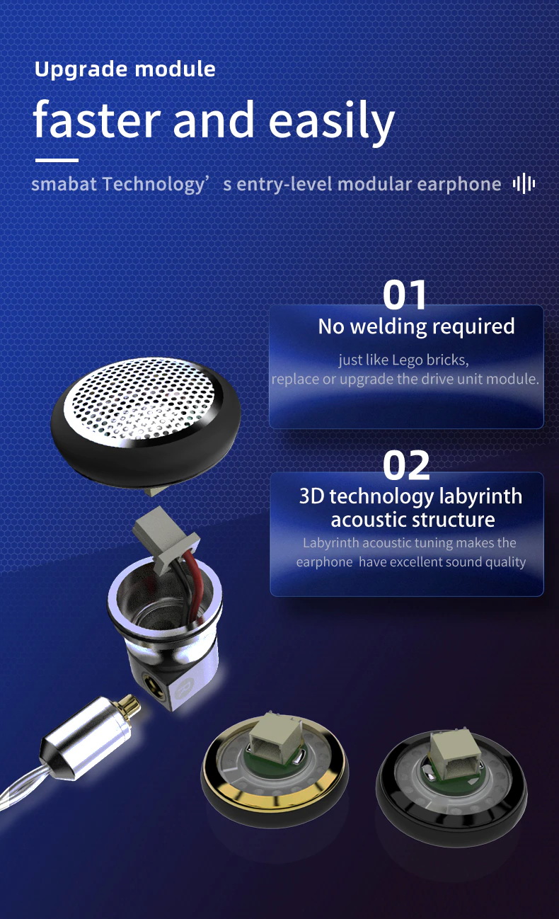 ขาย SMABAT M2S PRO หูฟังเอียบัด พร้อมลูกเล่นถอดอัพเกรด Driver ได้ไม่ต้องบัดกรี