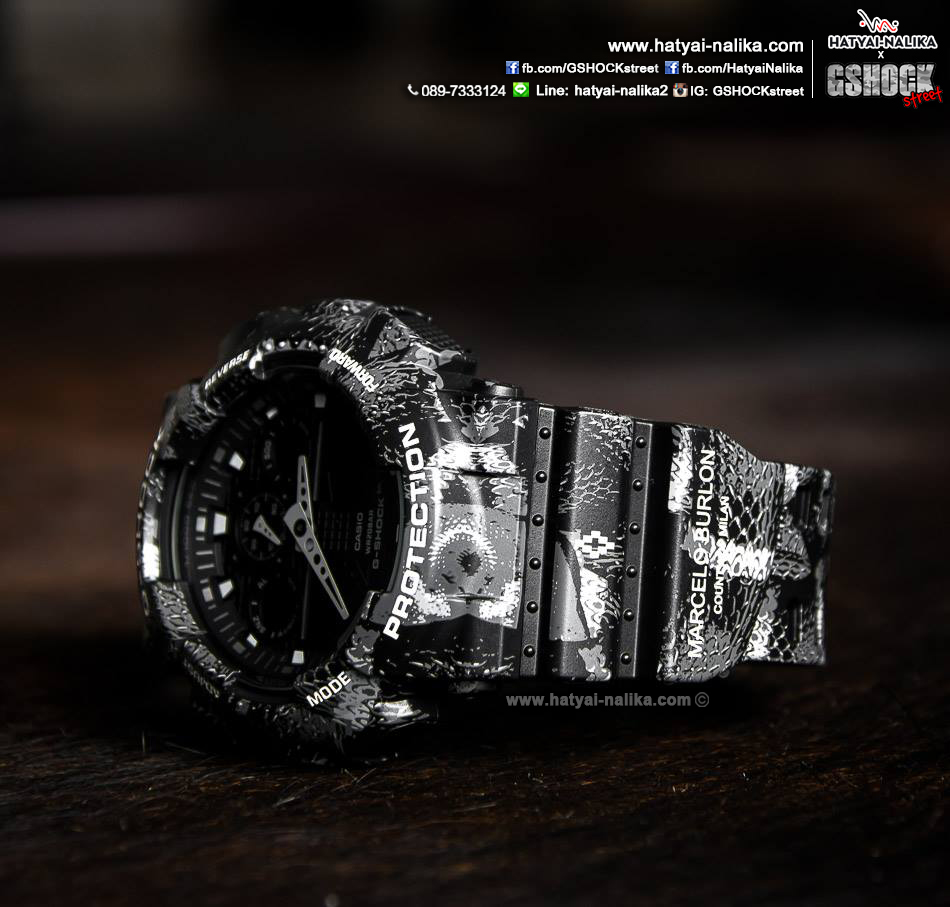 นาฬิกา Casio G-SHOCK x MARCELO BURLON Limited Edition รุ่น GA-100MRB-1A ลายงู (นำเข้า Japan) ของแท้ รับประกัน 1 ปี