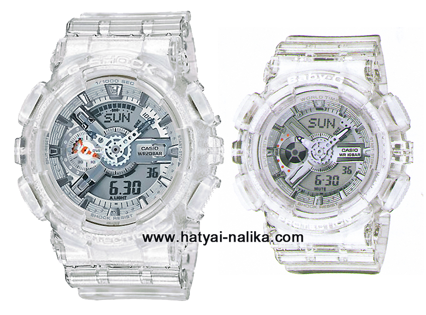 นาฬิกา Casio G-SHOCK x BABY-G คู่เจลลี่ใส เซ็ตคู่รัก CORAL REEF series รุ่น GA-110CR-7A x BA-110CR-7A Pair set (เจลลี่ขาวใส) ของแท้ รับประกัน 1 ปี