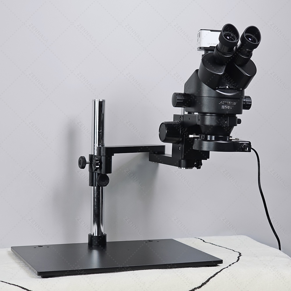 กล้องจุลทรรศน์ แบบมีแขน 360 องศา SANQTID trinocular stereo 7-45x กล้อง 2K รุ่น ZRA-45-2K