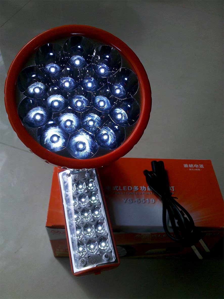 ไฟฉายอเนกประสงค์ด้ามมีไฟ LED 17+12 LED ชาร์จไฟบ้านได้ YG5519