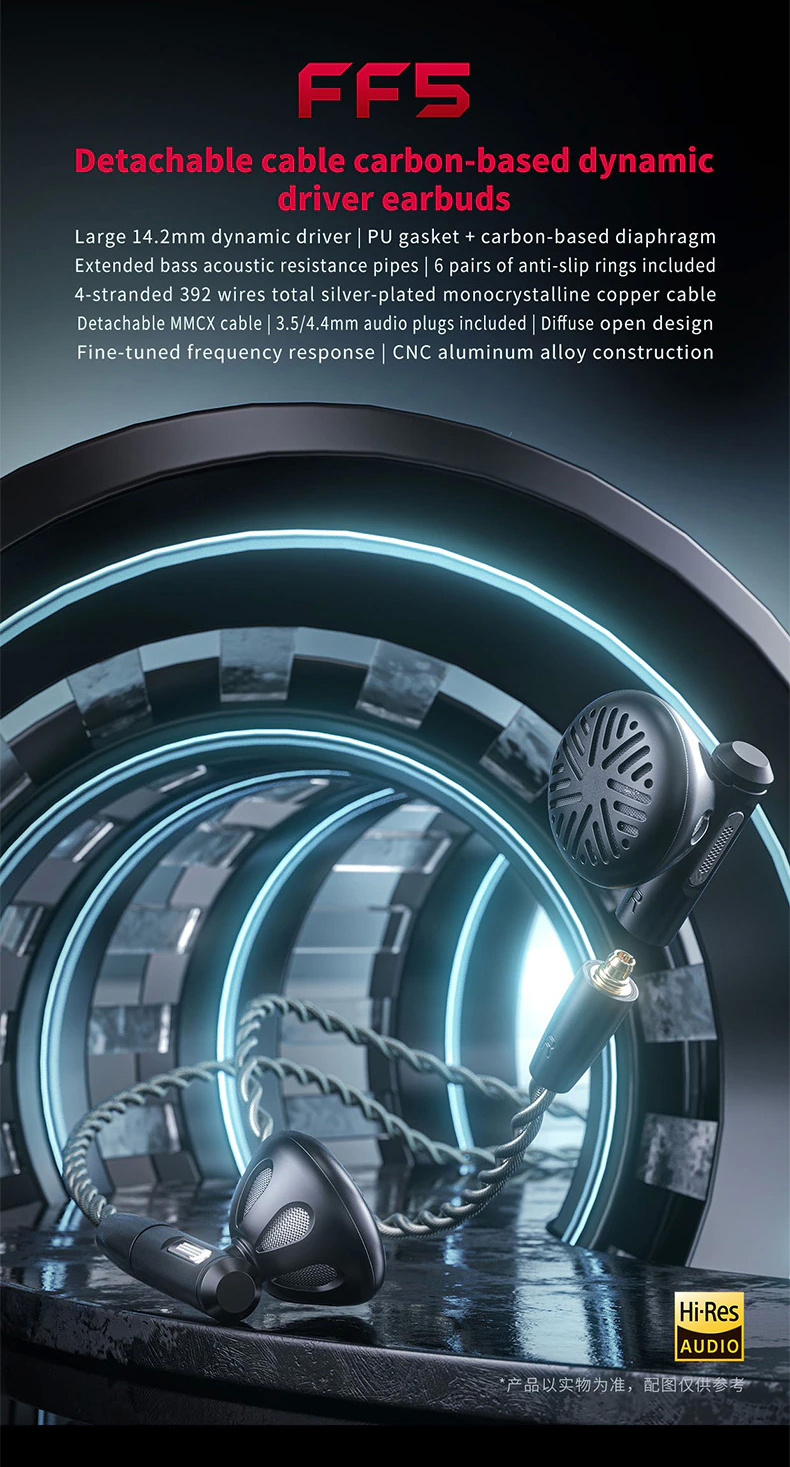 ขาย FiiO FF5 หูฟังเอียบัดไดรเวอร์ไดนามิก 14.2mmรุ่นใหม่ บอดี้อลูมิเนียม ถอดสายได้ ประกันศูนย์ไทย