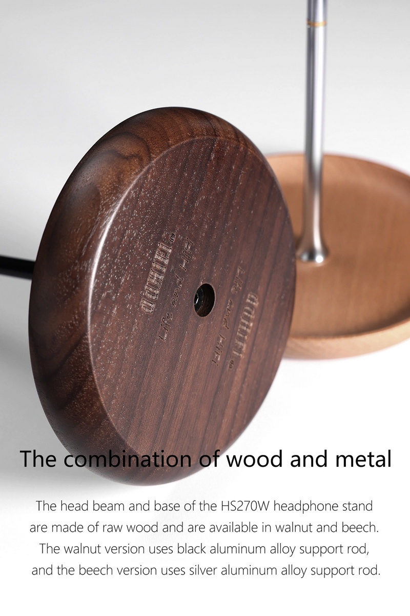 DD HS270W ขาตั้งหูฟังผสมผสานระหว่างไม้และโลหะ ไม่ล้มง่าย คานศีรษะที่ถอดออกได้