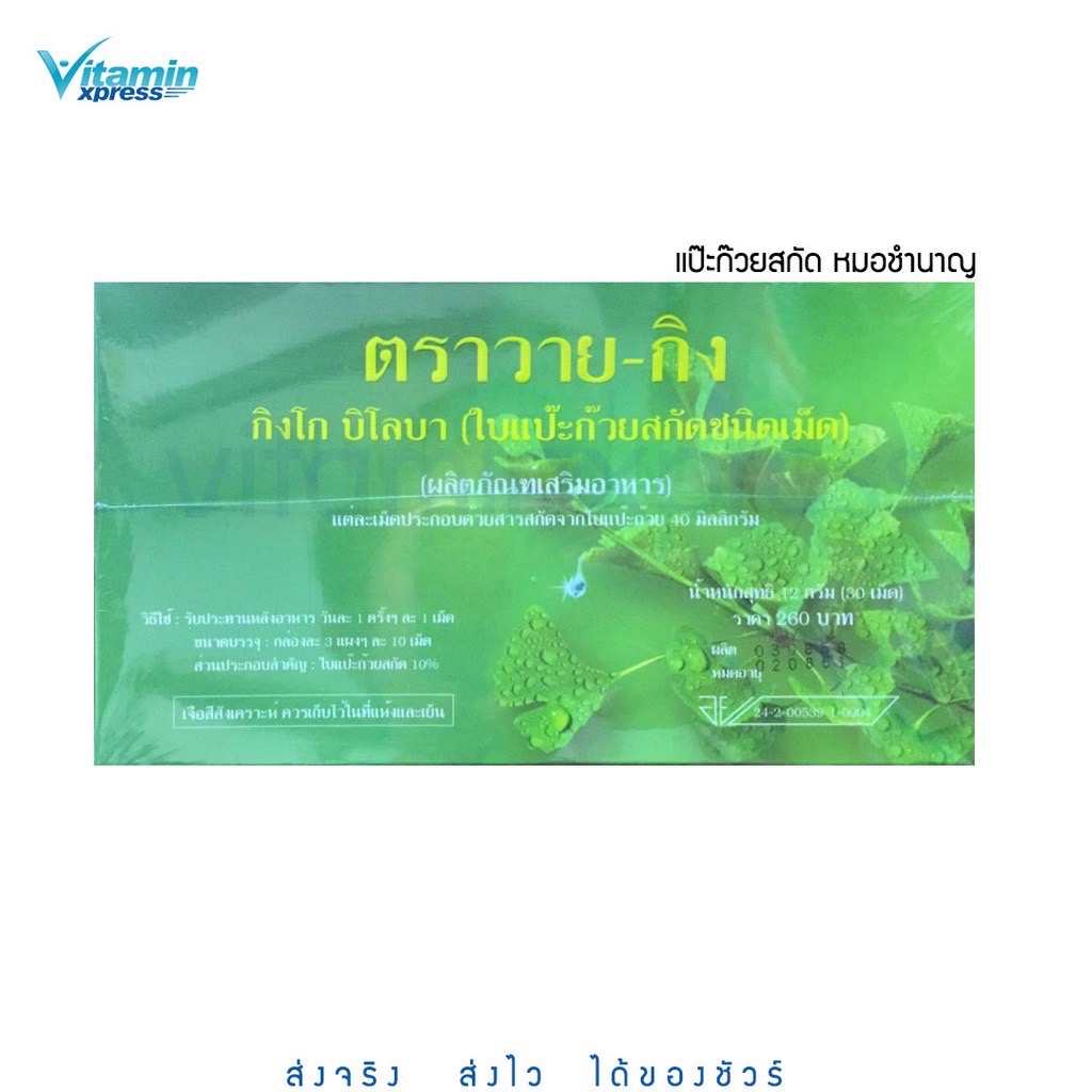 1 กล่อง ใบแป๊ะก๊วยสกัดชนิดเม็ด Y-GINK กิงโก บิโลบา ตรา วาย-กิง ygink หมอชำนาญ ขายดี ความจำ สมองเสื่อม แป๊ะก๊วย