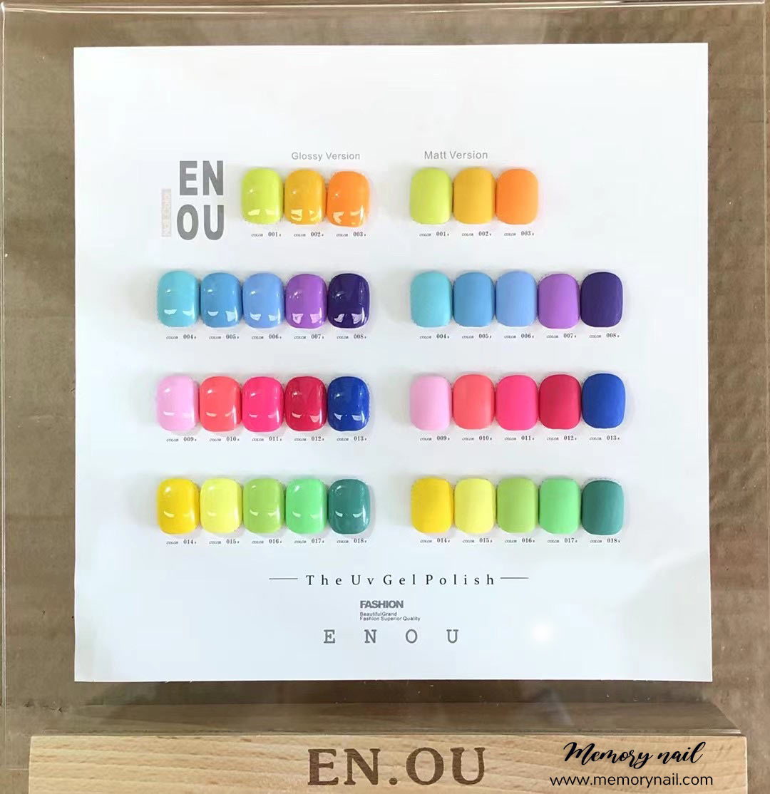 สีเจล EN OU+ โทนสีสดใส ชุด18สี พร้อมชาร์ตสี 1เซ็ต สีเจลทาเล็บ (( สีสดใส ชุด18สี )) สีทาเล็บเจล ยาทาเล็บเจล
