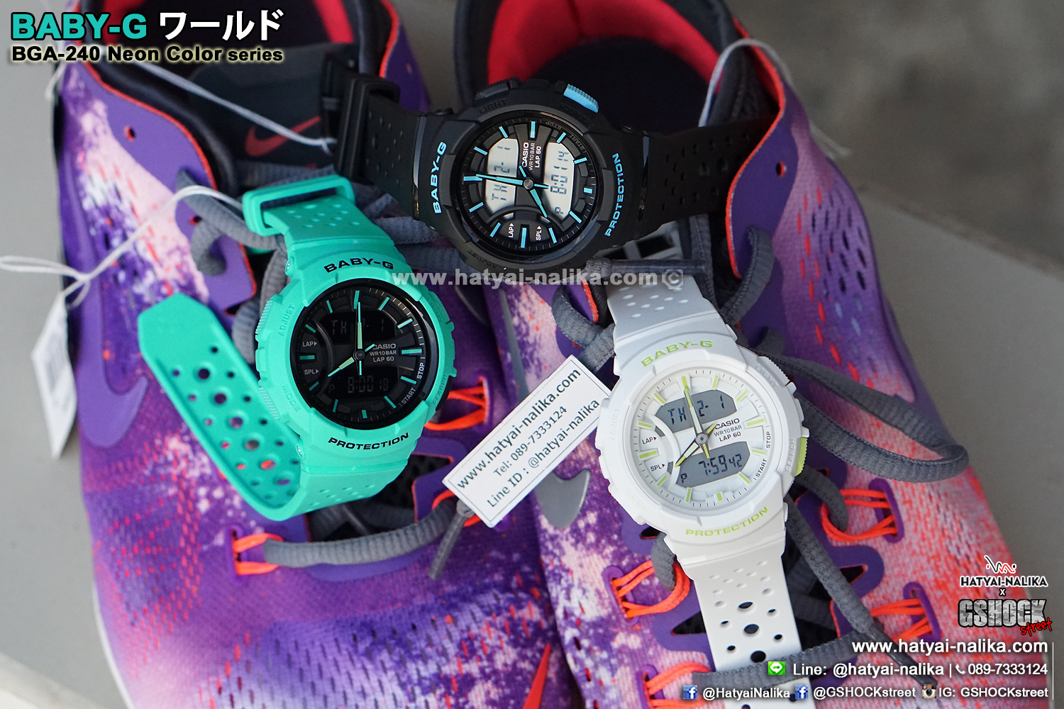 นาฬิกา Casio Baby-G for Running BGA-240 Neon Color series รุ่น BGA-240-7A2 ของแท้ รับประกัน1ปี