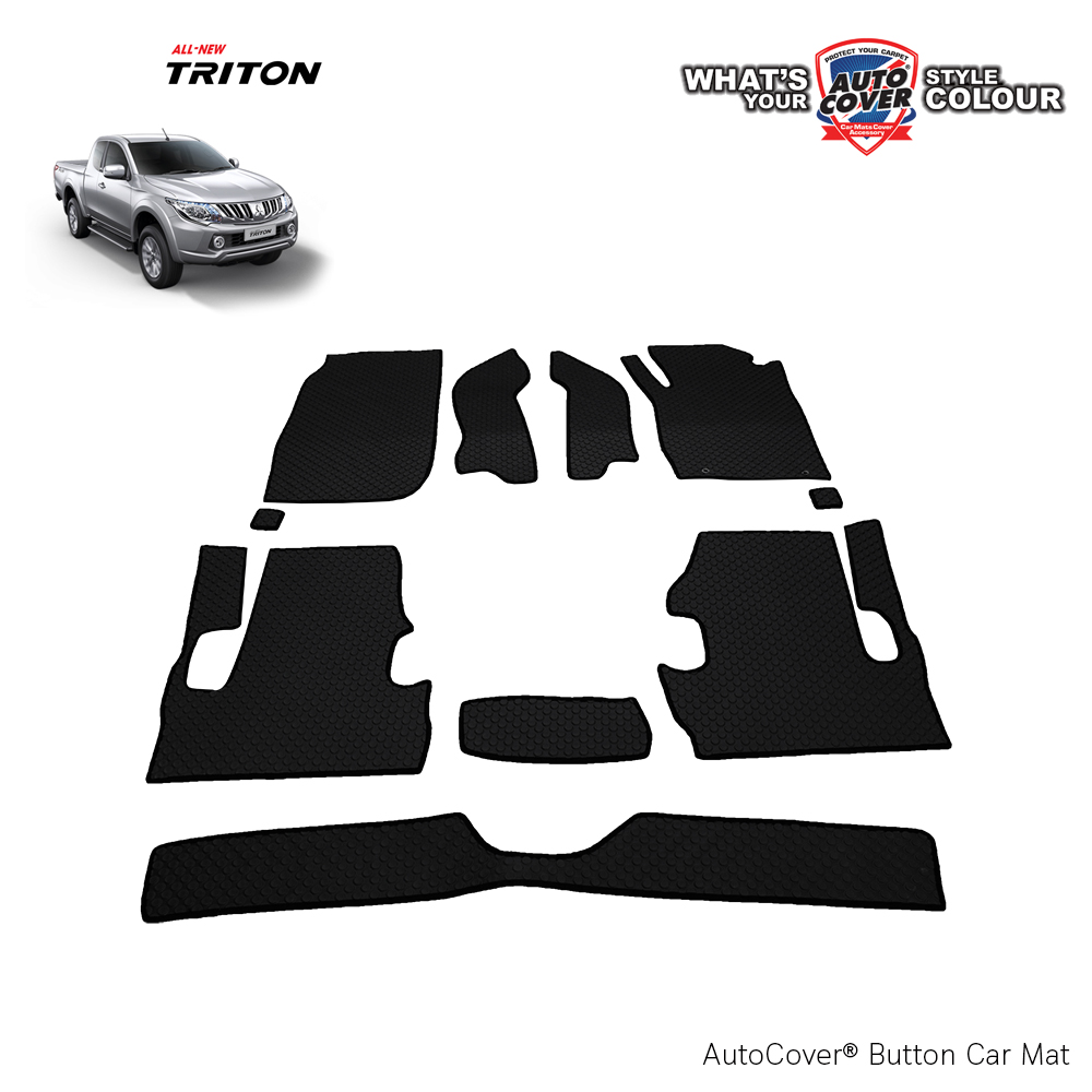 พรมปูพื้นรถยนต์ พรมกระดุม รถ MITSUBISHI TRITON MEGACAB ปี 2015-2019 ชุดภายในห้องโดยสาร จำนวน 8 ชิ้น