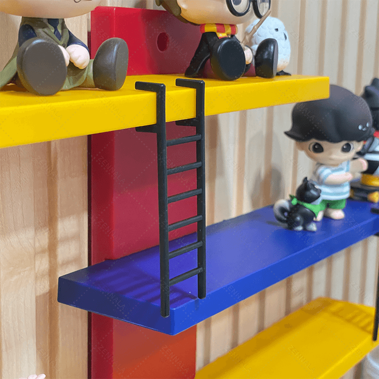 ชั้นวางโมเดล style Mondrian ติดผนัง มีบันไดเล็ก