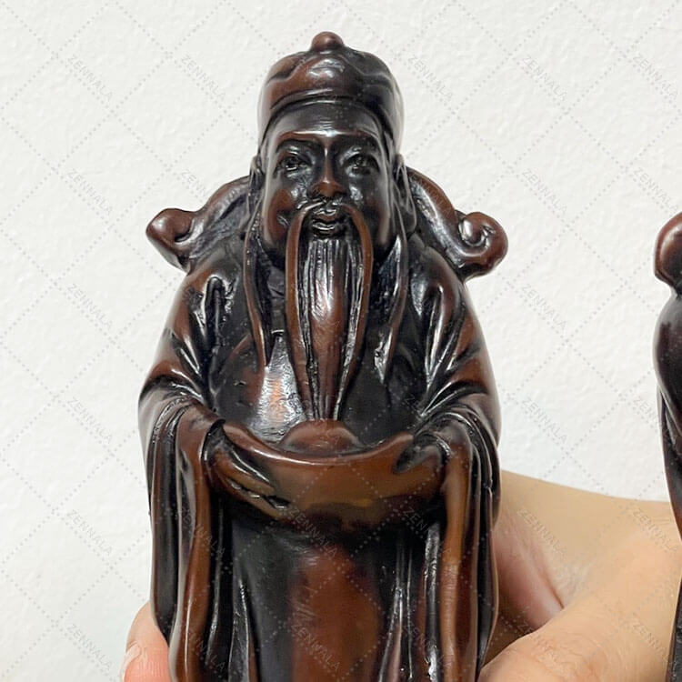 ฮกลกซิ่ว ฐานแยก 3 องค์ เรซิ่น สีไม้เข้ม