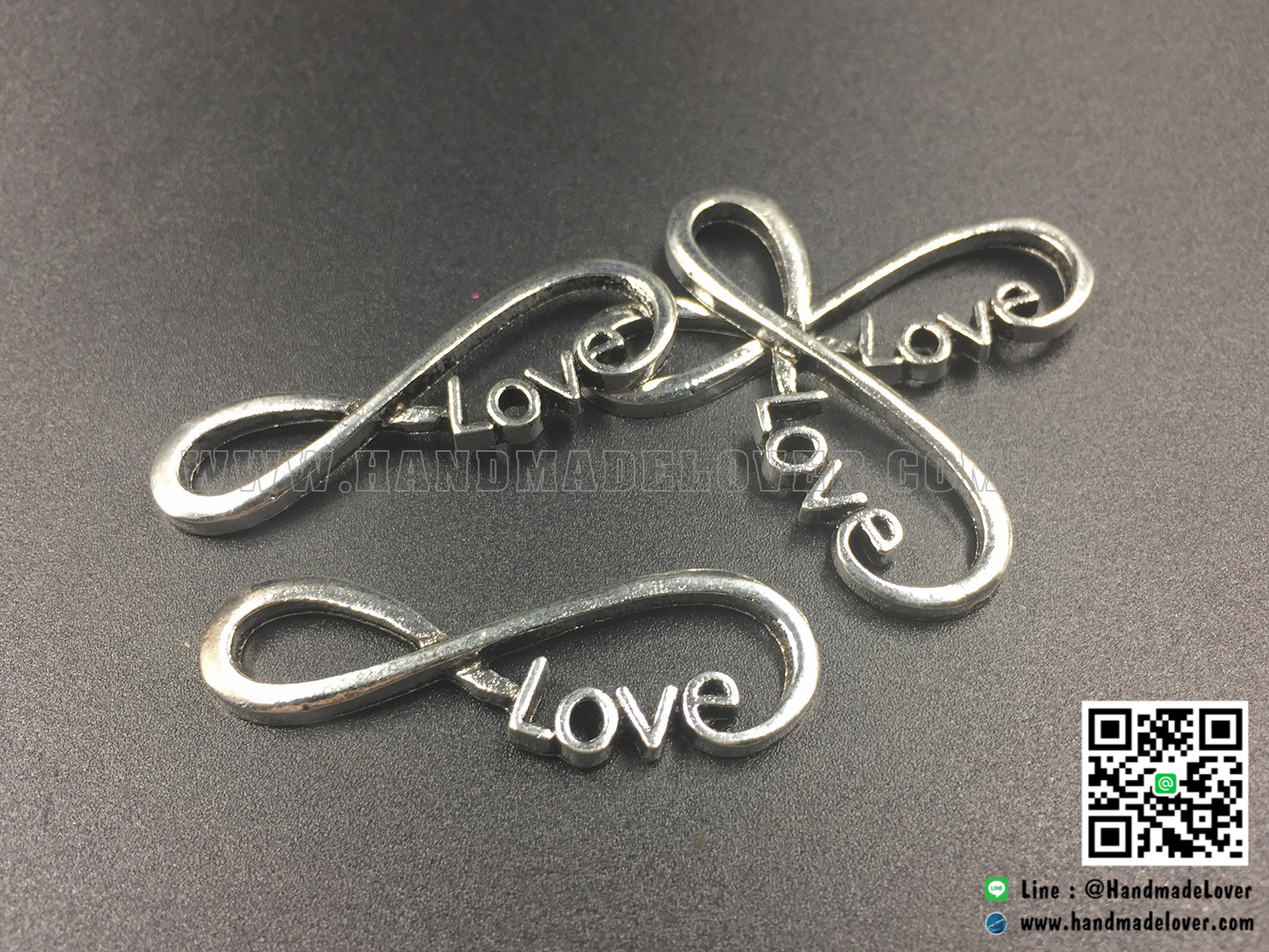 จี้โลหะ สีเงิน รูปอินฟินิตี้ เลิฟ (infinite love) [ลายใหม่]