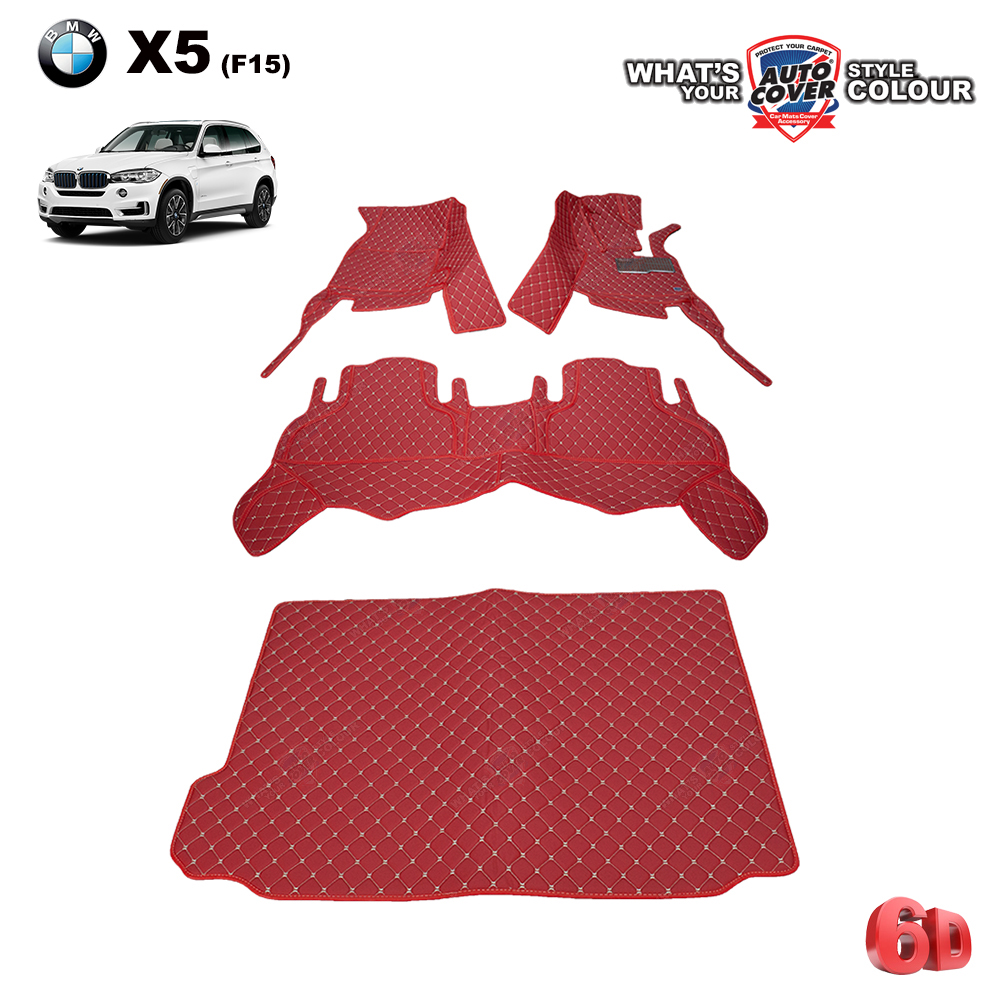 พรมรถยนต์ 6D รถ BMW X 5 ตัวถัง F15 ชุดเต็มคันรวมแผ่นท้าย จำนวน 4 ชิ้น
