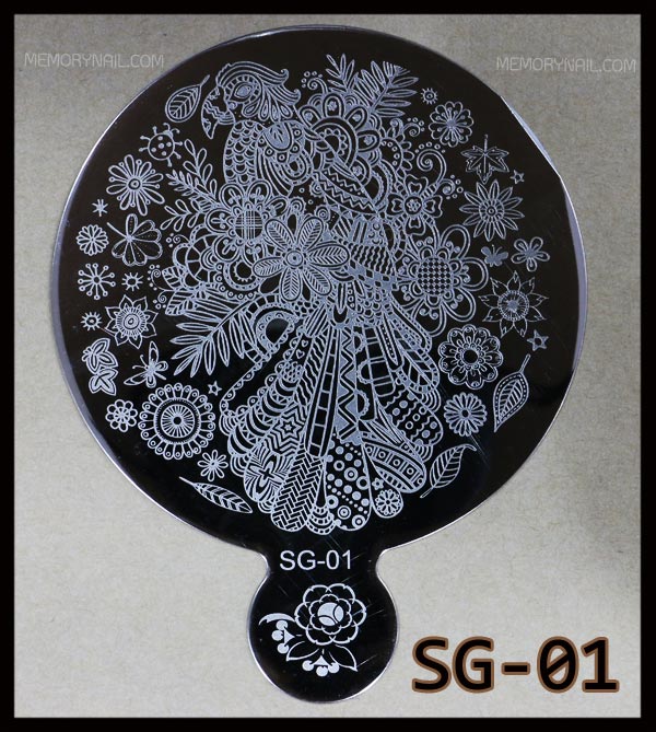 แผ่นเพลทปั๊มลายเล็บ รหัส SG ทรงกลมใหญ่