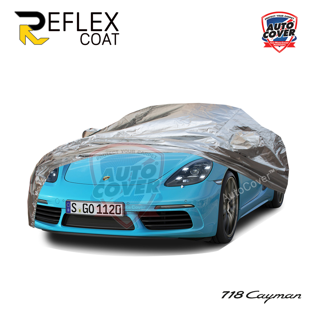 ผ้าคลุมรถเข้ารูป รถ PORSCHE CAYMAN 718 ปี 2017-2023 ผ้าคลุมกันแดด กันไอร้อน กันน้ำ รุ่น REFLEX COAT