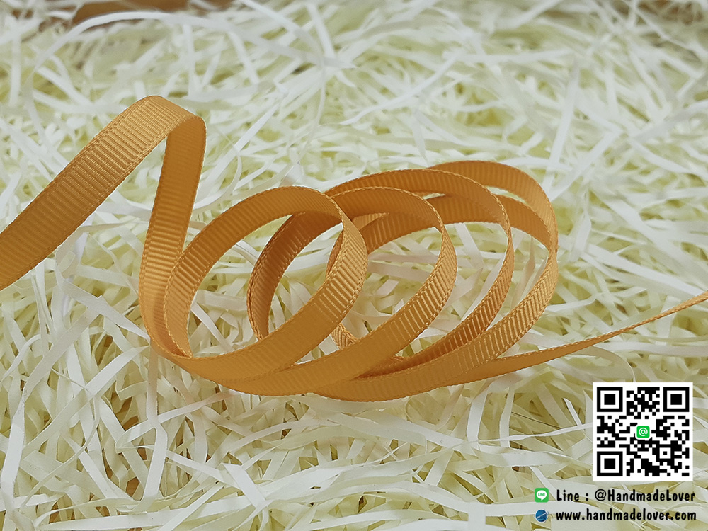 ริบบิ้นผ้า กรอสเกน สีทอง ขนาด 7 mm.