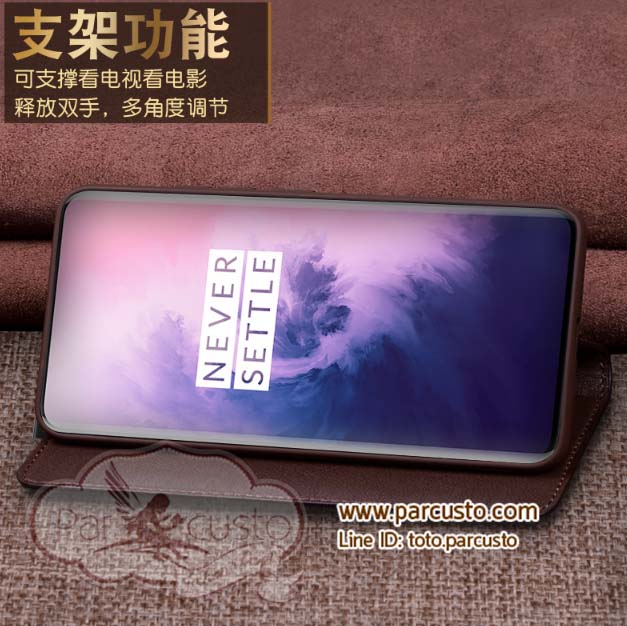 เคสหนังวัวแท้ OnePlus 7T แล 7T Pro (กรุณาระบุรุ่น) ดีไซน์ 01 จาก Wobiloo [Pre-order]