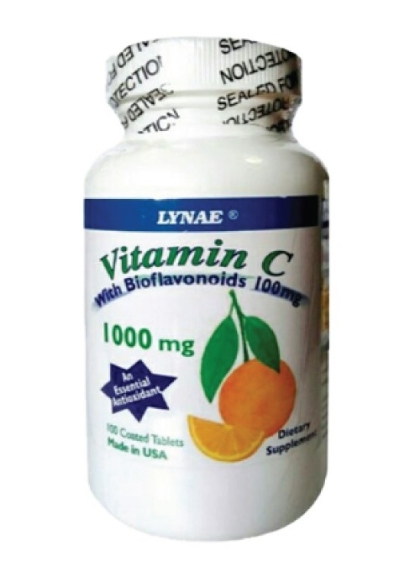 Lynae Vitamin C + Bioflavonoids 100 mg. 100 Tablets ไลเน่ วิตามินซี