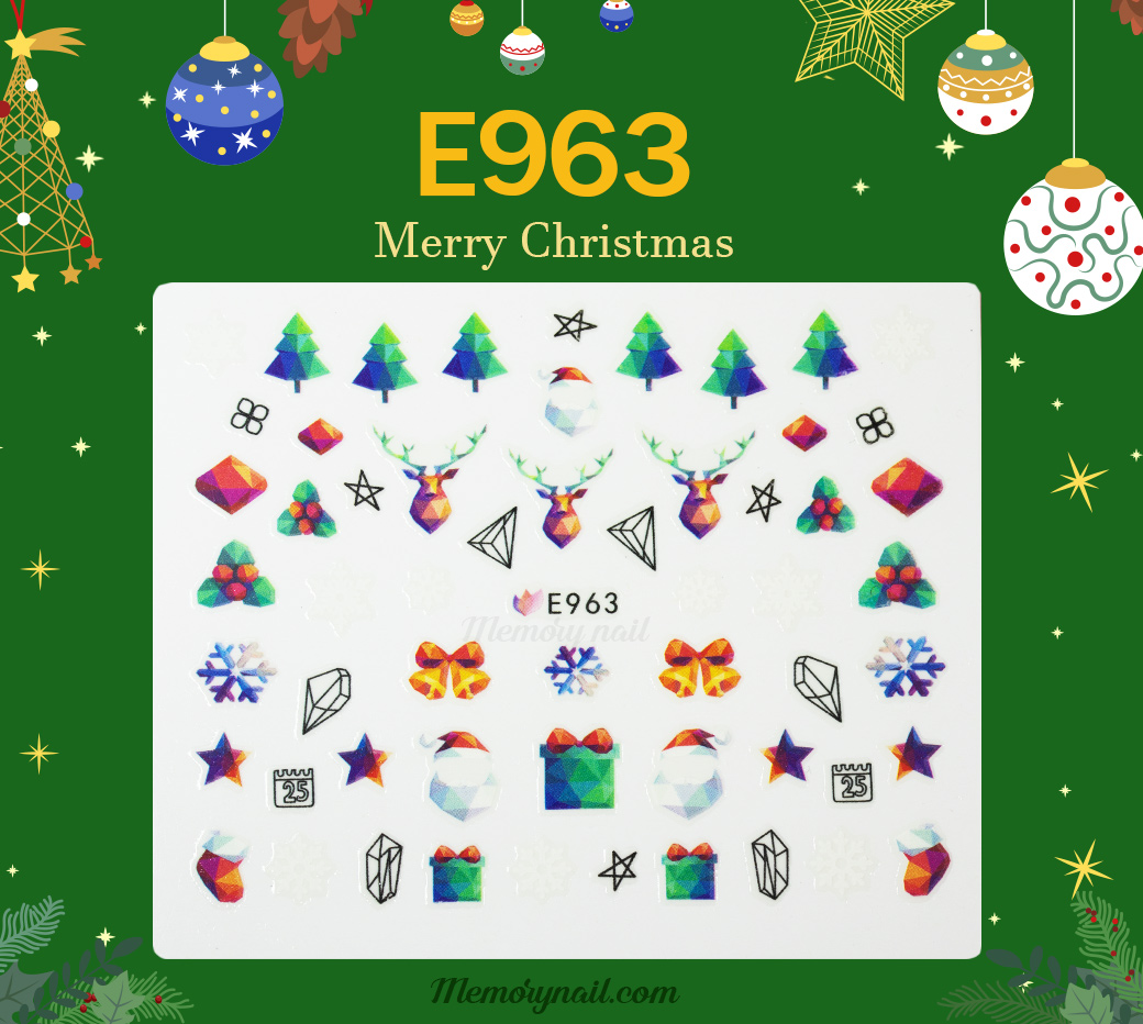 สติ๊กเกอร์ติดเล็บ วันคริสต์มาส 🎄christmas nail stickers 🎁 แผ่นเล็ก 🎉