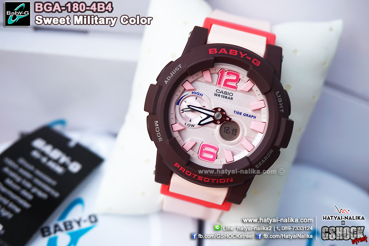 นาฬิกา คาสิโอ Casio Baby-G Standard ANALOG-DIGITAL รุ่น BGA-180-4B4 (สีชมพูนม) ของแท้ รับประกัน1ปี