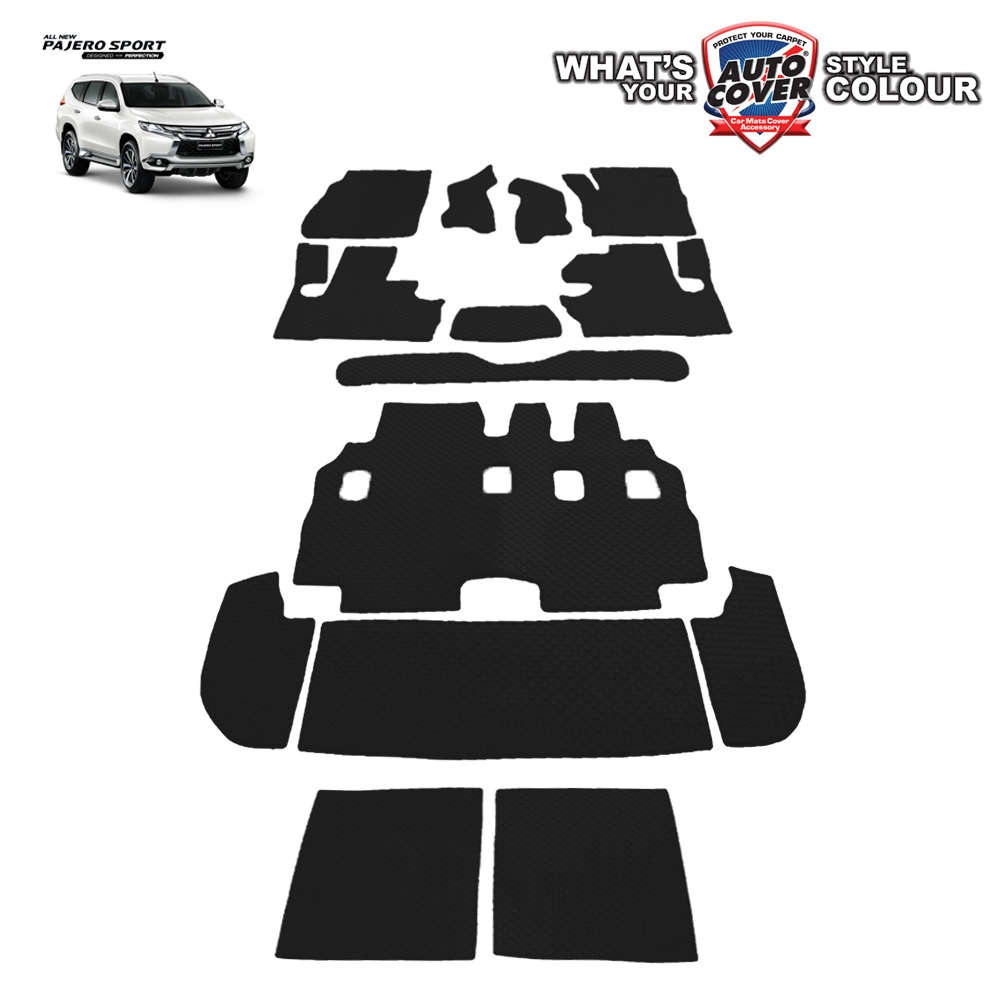 พรมปูพื้นรถยนต์ พรมกระดุม รถ MITSUBISHI PAJERO SPORT ปี 2015-2020 ชุดเต็มคัน+หลังเบาะ+แผ่นท้าย จำนวน 14 ชิ้น