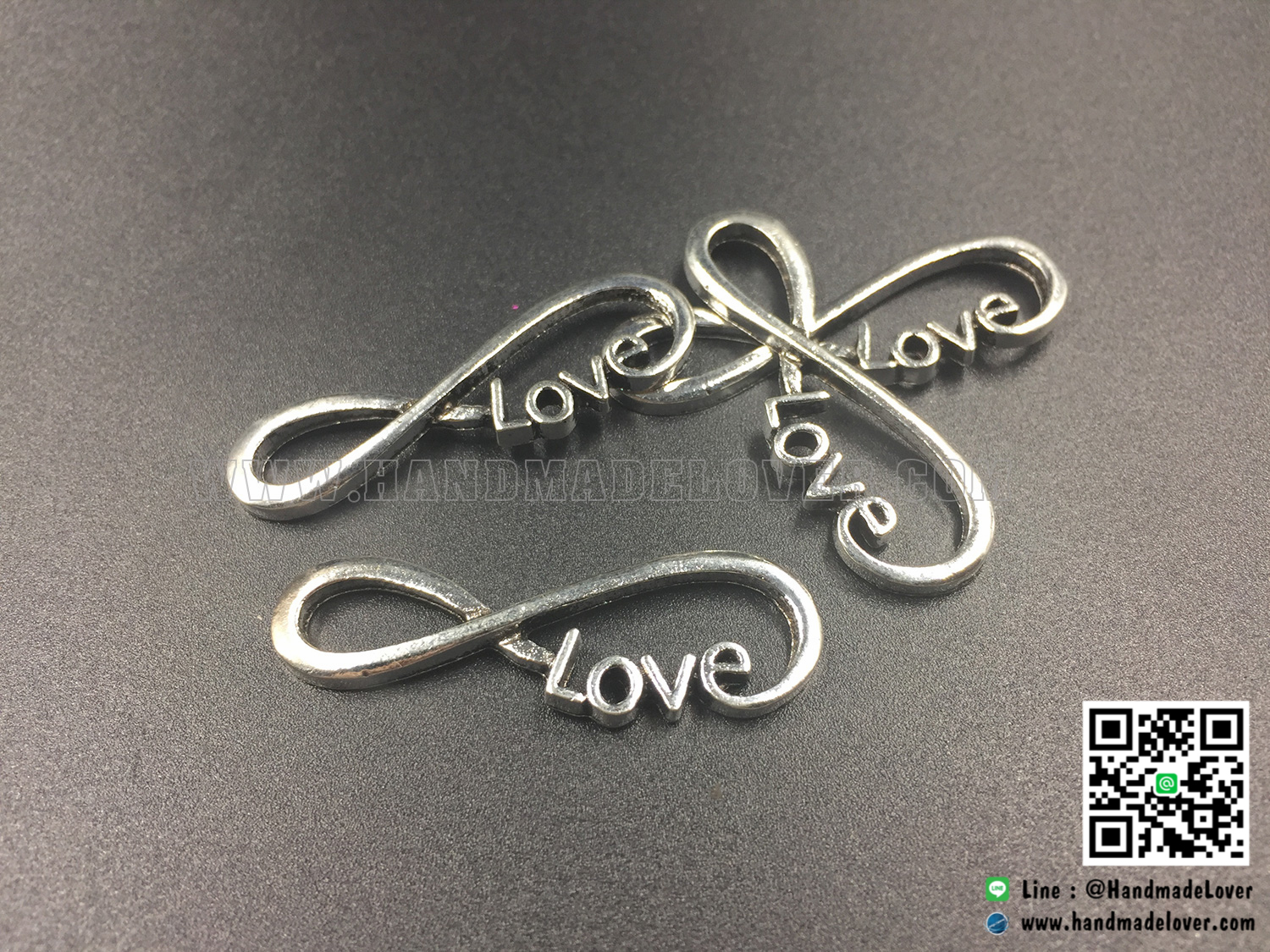 จี้โลหะ สีเงิน รูปอินฟินิตี้ เลิฟ (infinite love) [ลายใหม่]