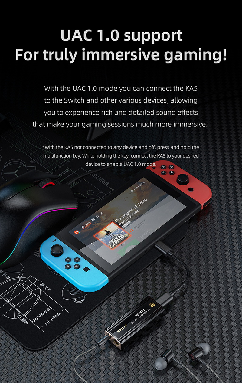 FiiO KA5 DAC/AMP พกพา พร้อมจอแสดงผล OLED ประกันศูนย์ไทย