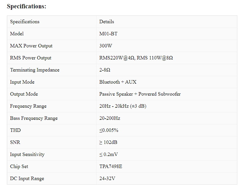 Fosi Audio M01-BT Bluetooth Amplifier ClassD ชิป TDA7498E ประกันศูนย์ไทย