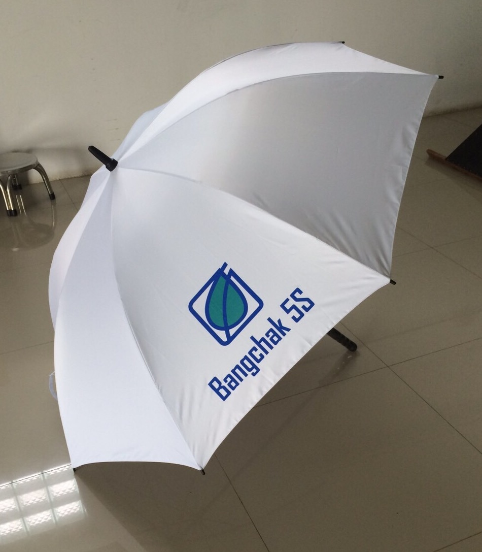 ร่มกอล์ฟ30นิ้ว ชั้นเดียว ผ้าร่มเคลือบยูวี โครงไฟเบอร์ มือเปิด ด้ามสปอร์ต ปลอกผ้า สกรีนโลโก้