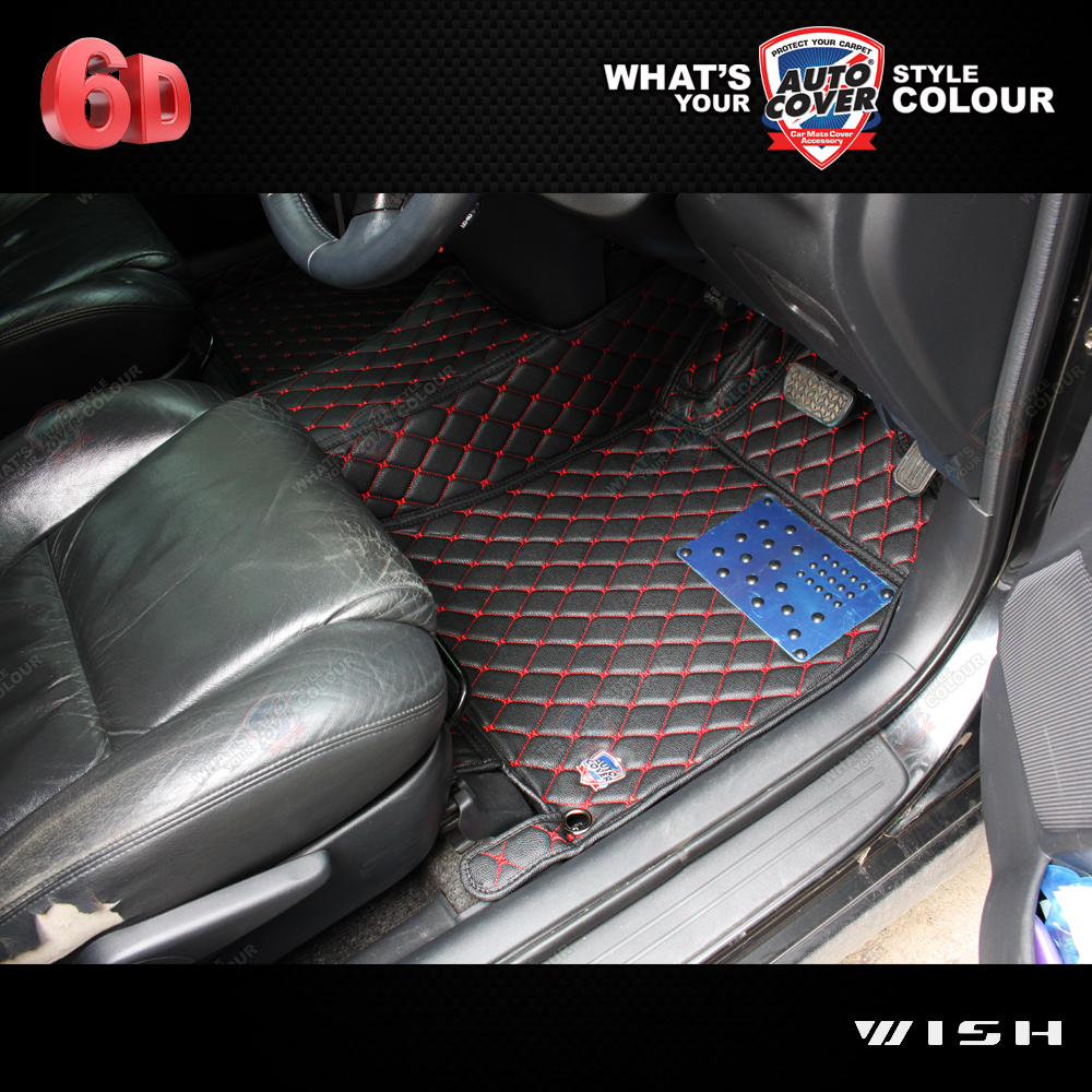 พรมปูพื้นรถยนต์ 6D รถ TOYOTA WISH โตโยต้า วิช พรมรถยนต์ รวมแผ่นท้ายและหลังพนักพิง จำนวน 7 ชิ้น