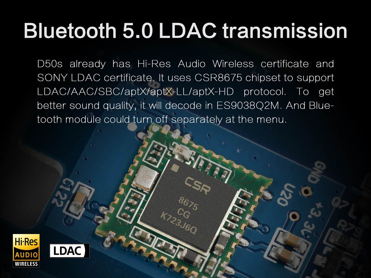 ขาย TOPPING D50s DAC ตั้งโต้ะระดับ Hi-Res รองรับ Bluetooth 5.0 , 32Bit/768kHz , DSD512 , LDAC