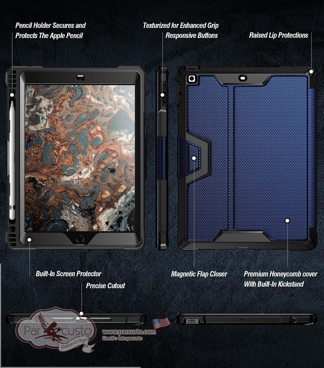 เคสกันกระแทก Apple iPad 10.2 2019 (iPad 7th) [Tough 360 Degree Stand Folio Cover ] จาก POETIC [Pre-order USA]